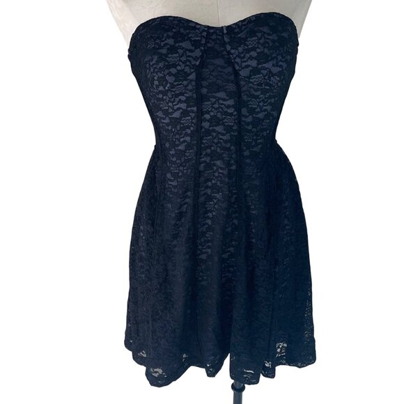 Victorias Secret Womens Dress Size Medium Black Lace Mini Pleated Party - Picture 10 of 12